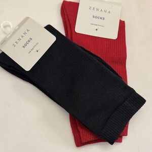 5 for $25 Zenana Outfitters trouser Socks in Black and Red women’s one size NEW